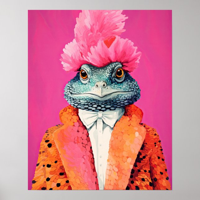 Toad in Funky Suits Animal Fashion Art Pink Poster (Front)