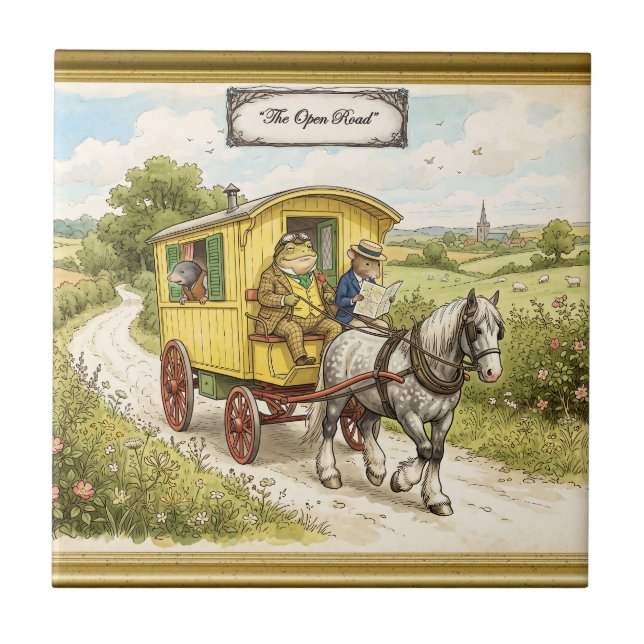 Toad Mole and Ratty on the Open Road Ceramic Tile (Front)