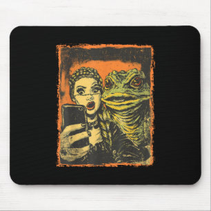 Toad Monster Selfie With Goth Girl Horror Comic Gr Mouse Pad