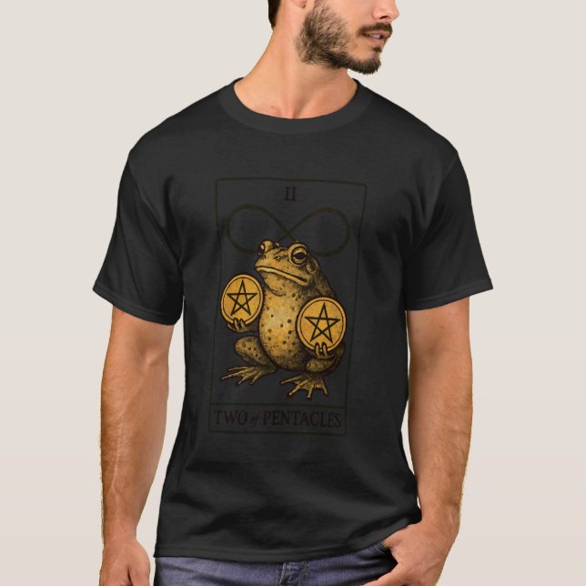 Toad Two Of Pentacles Tarot Card T-Shirt (Front)
