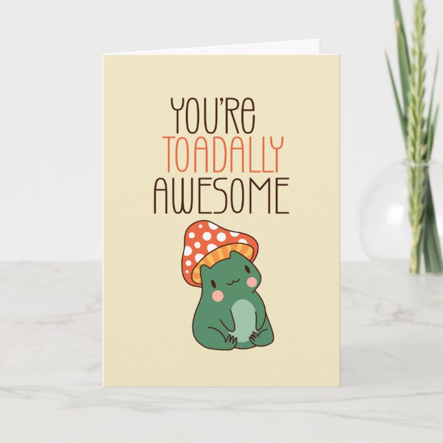 Toadally Awesome Frog Pun Funny Valentine's Day Holiday Card (Front)