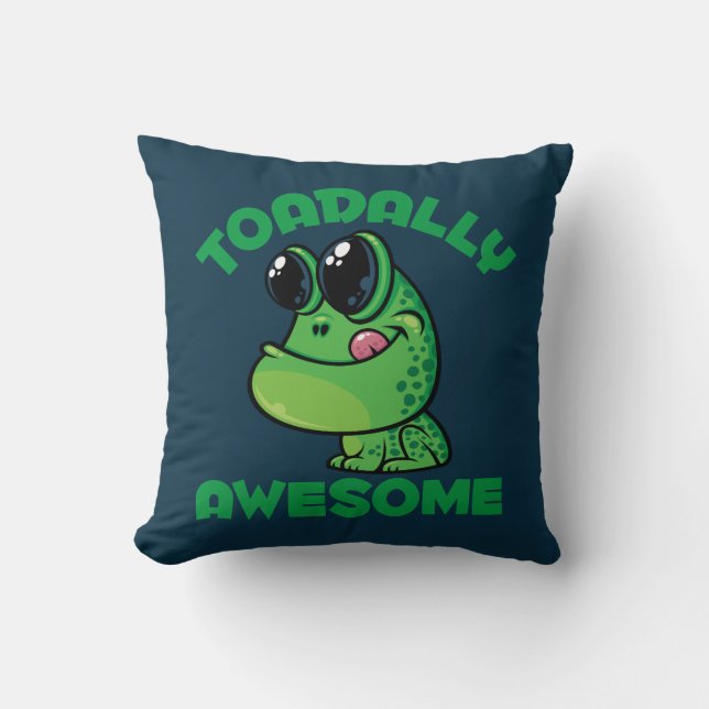 Toadally Awesome Happy Cartoon Toad Cushion (Front)