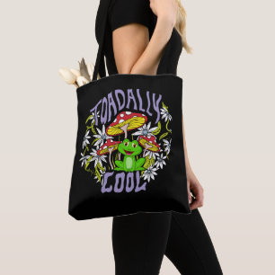 Toadally Cool Colorful floral and frog typography Tote Bag