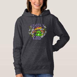 Toadally Cool Colourful floral and frog typography Hoodie