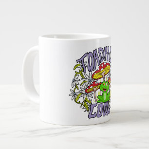 Toadally Cool Colourful floral and frog typography Large Coffee Mug