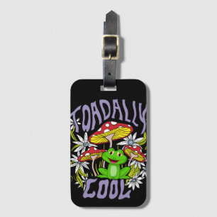 Toadally Cool Colourful floral and frog typography Luggage Tag