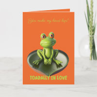 Toadally In Love Cute Frog Sitting On Heart Shaped