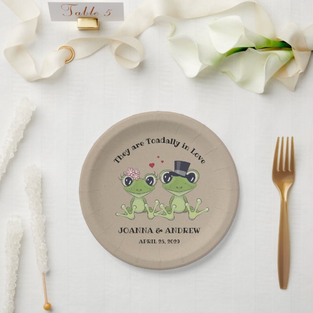 ©Toadally in Love Cute Frog Wedding Personalised Paper Plate (Wedding)