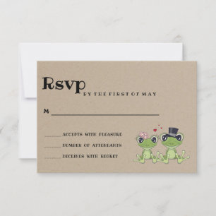 ©Toadally in Love Frog Couple Rustic Wedding RSVP Card