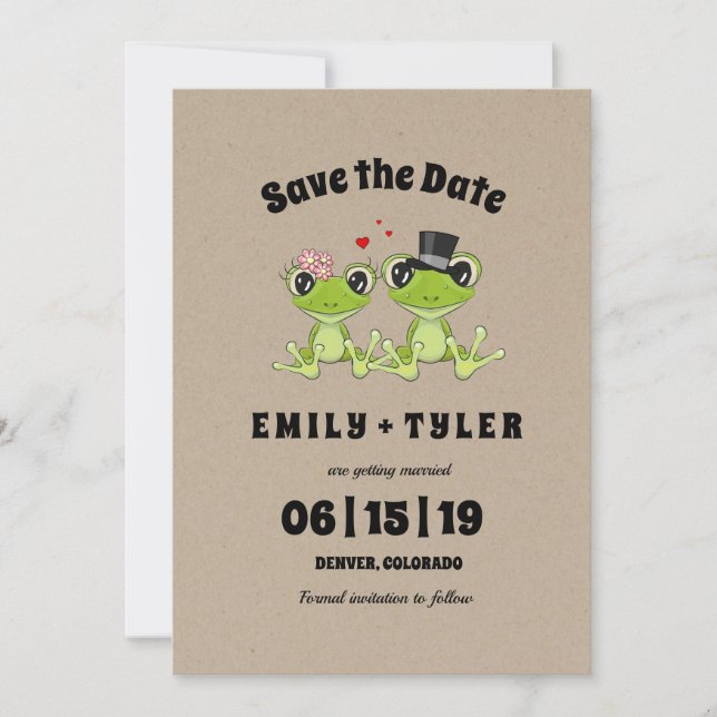 Toadally in Love Frog Rustic Save The Date Invitation (Front)
