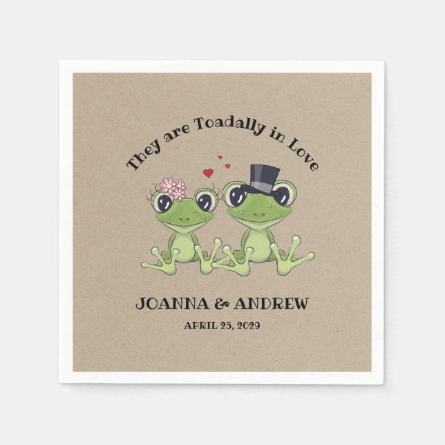  ©Toadally in Love Frog Wedding Personalised Napkin (Front)