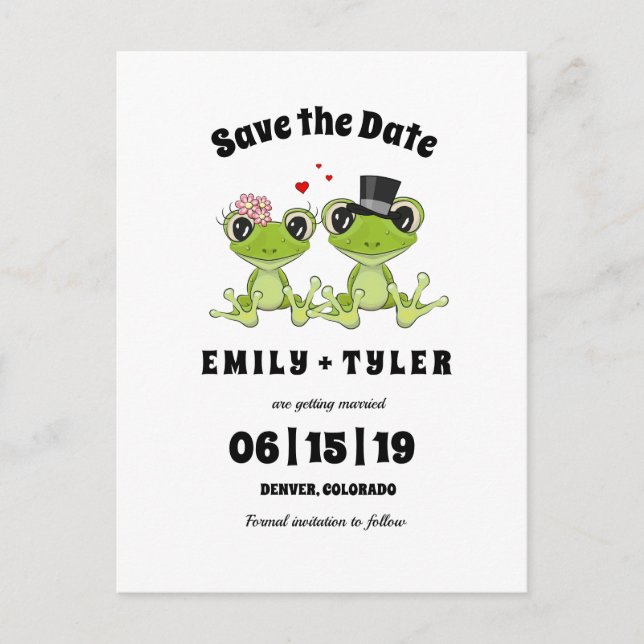 Toadally in Love Frog Wedding Save The Date Announcement Postcard (Front)