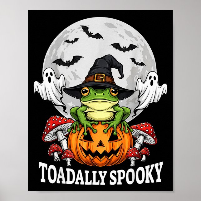 Toadally Soky Funny Halloween Frog On Pumpkin Full Poster (Front)