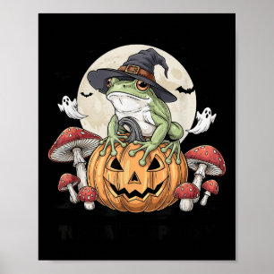 Toadally Soky Funny Halloween Frog On Pumpkin With Poster