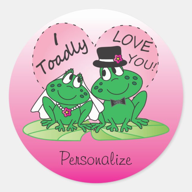 Toadly Love You Valentine Classic Round Sticker (Front)
