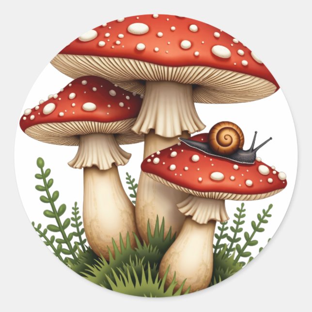 Toadstool Cluster Classic Round Sticker (Front)
