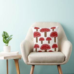 Toadstool Forest Mushroom Pattern Cushion