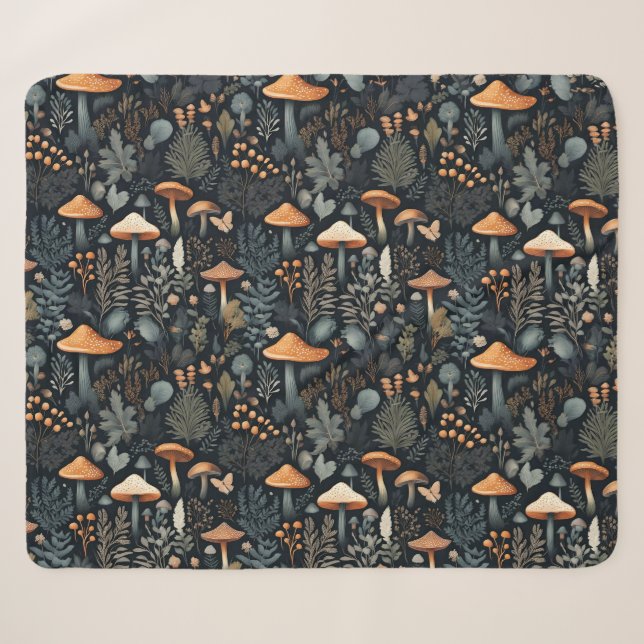 Toadstool Forest  Sherpa Blanket (Front (Horizontal))