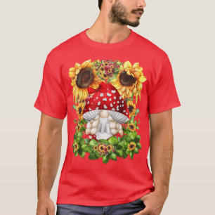Toadstool Gnome For Women Sunflower Mum Cute Mushr T-Shirt
