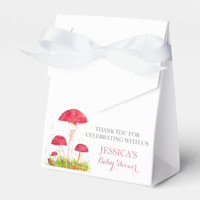 Toadstool Mushroom Watercolor Cute Baby Shower Favour Box (Front Side)