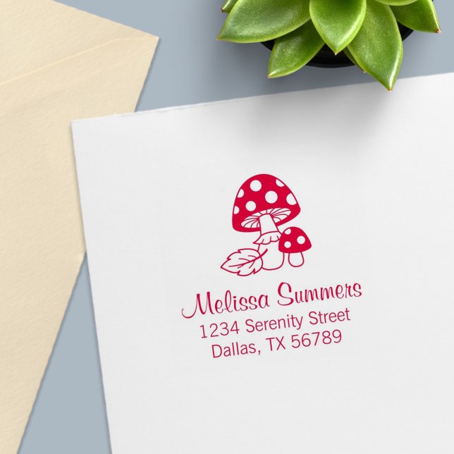 Toadstool Mushrooms Address Self-inking Stamp (Creator Uploaded)
