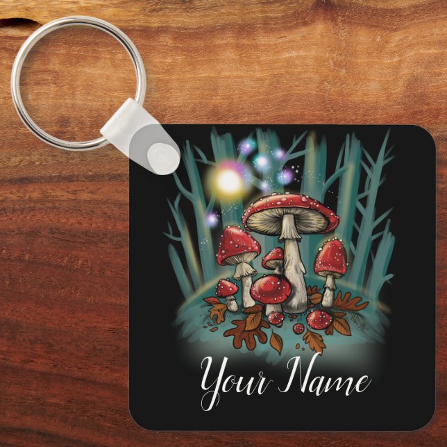 Toadstool mushrooms~ business cards key ring (Front)