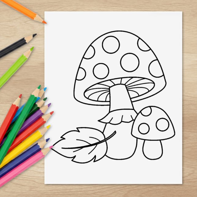 Toadstool Mushrooms Colouring Page Rubber Stamp (Creator Uploaded)