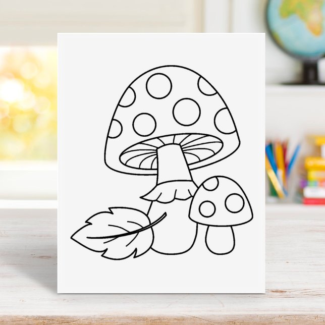 Toadstool Mushrooms Colouring Page Rubber Stamp (Creator Uploaded)
