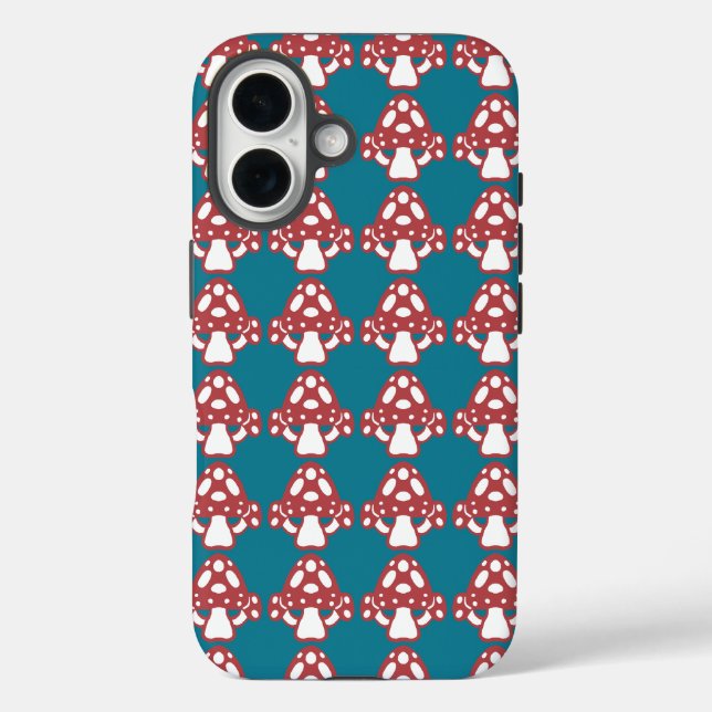 Toadstool Mushrooms - White Dots Spots Red Blue Case-Mate iPhone Case (Back)