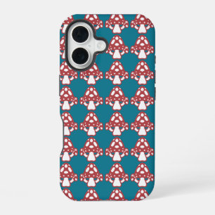 Toadstool Mushrooms - White Dots Spots Red Blue iPhone 16 Case