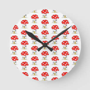 Toadstool Pattern Round Clock