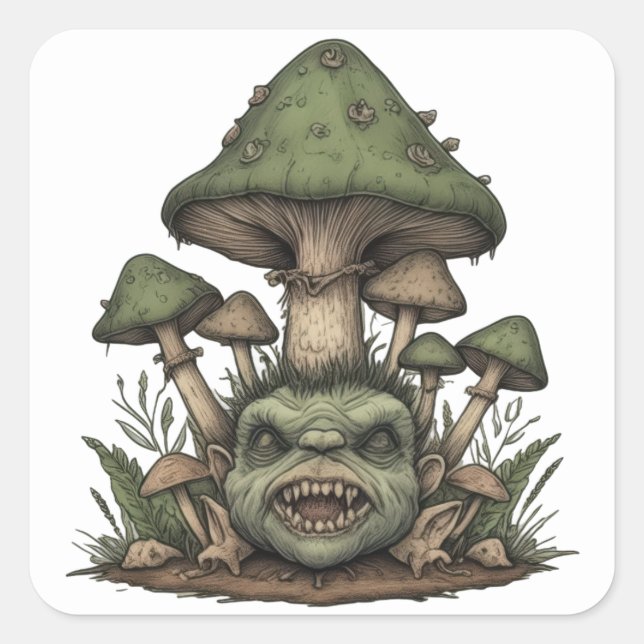 Toadstool Troll Square Sticker (Front)