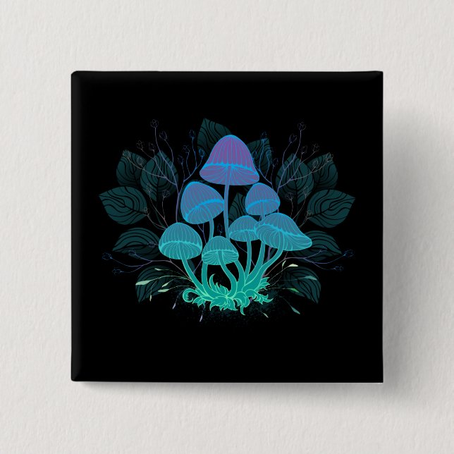 Toadstools in Bushes 15 Cm Square Badge (Front)