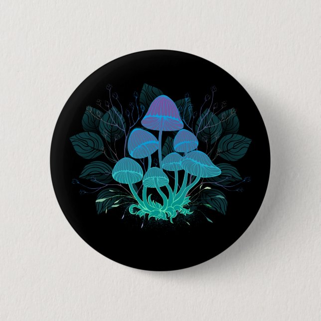 Toadstools in Bushes 6 Cm Round Badge (Front)