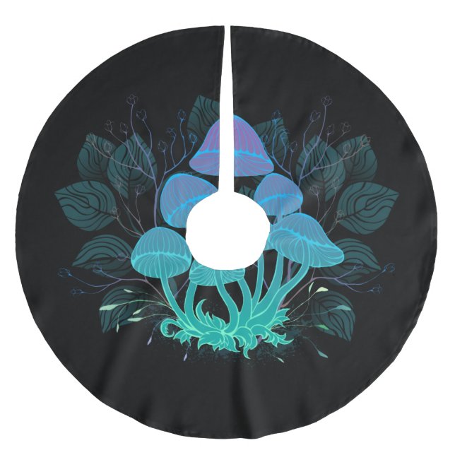 Toadstools in Bushes Brushed Polyester Tree Skirt (Front)