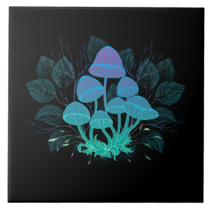 Toadstools in Bushes Ceramic Tile