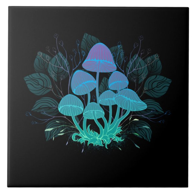 Toadstools in Bushes Ceramic Tile (Front)