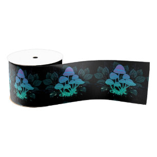 Toadstools in Bushes Grosgrain Ribbon