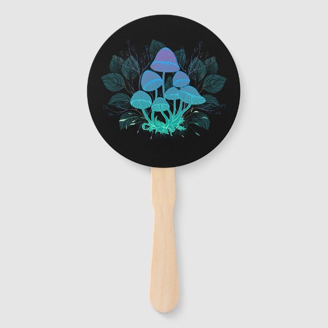 Toadstools in Bushes Hand Fan (Front)