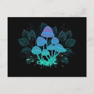 Toadstools in Bushes Holiday Postcard