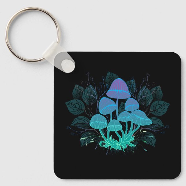Toadstools in Bushes Key Ring (Front)