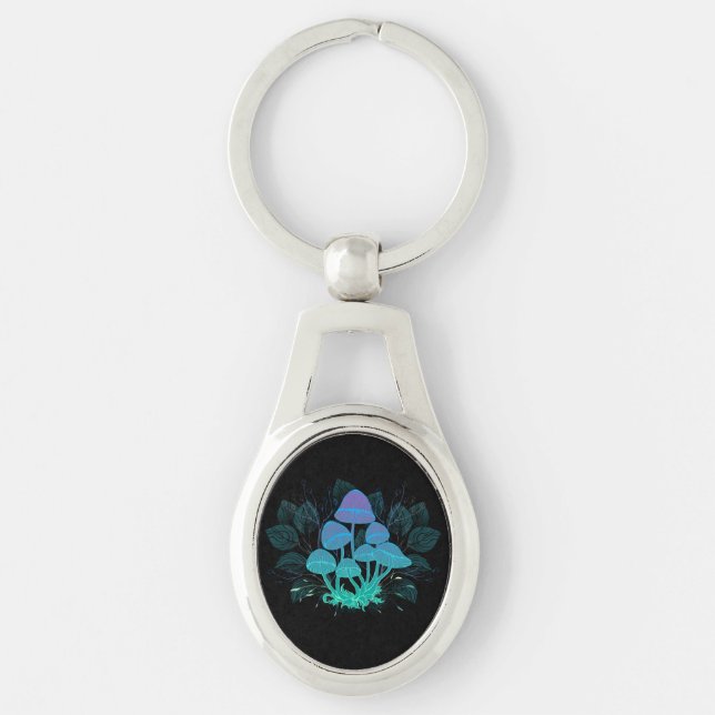 Toadstools in Bushes Key Ring (Front)
