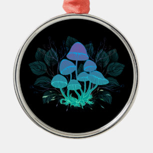 Toadstools in Bushes Metal Ornament