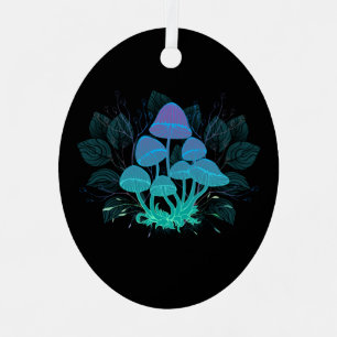 Toadstools in Bushes Metal Tree Decoration