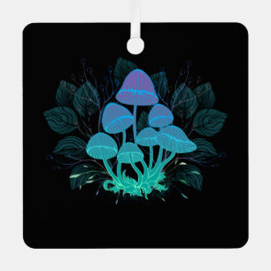 Toadstools in Bushes Metal Tree Decoration