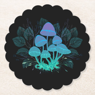 Toadstools in Bushes Paper Coaster