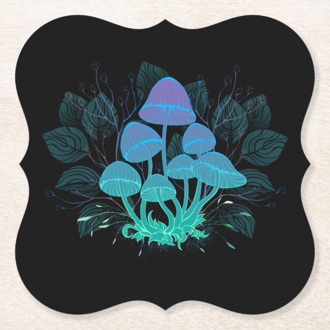 Toadstools in Bushes Paper Coaster (Front)