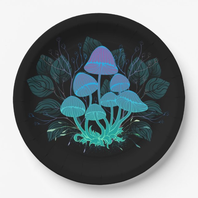 Toadstools in Bushes Paper Plate (Front)