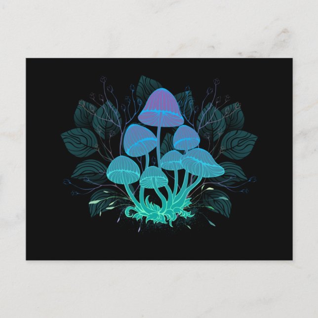 Toadstools in Bushes Postcard (Front)