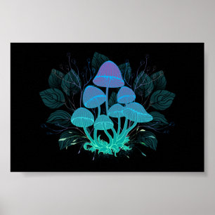 Toadstools in Bushes Poster